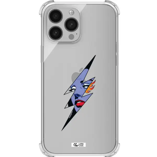 a lightning bolt with a woman's face Apple iPhone 13 Pro Clear PC Case