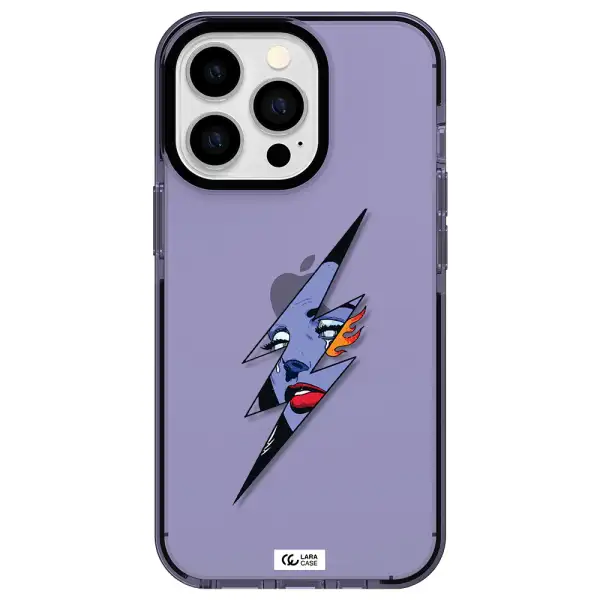 a lightning bolt with a woman's face Apple iPhone 13 Pro impact Lilac Case