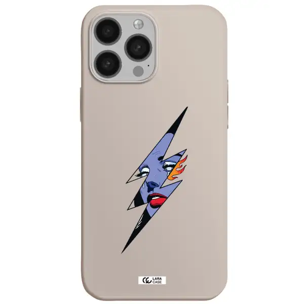 a lightning bolt with a woman's face Apple iPhone 13 Pro Max Silicone Stone Case