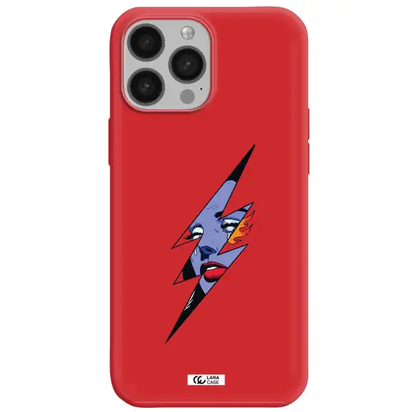 a lightning bolt with a woman's face Apple iPhone 13 Pro Silicone Imperial Red Case