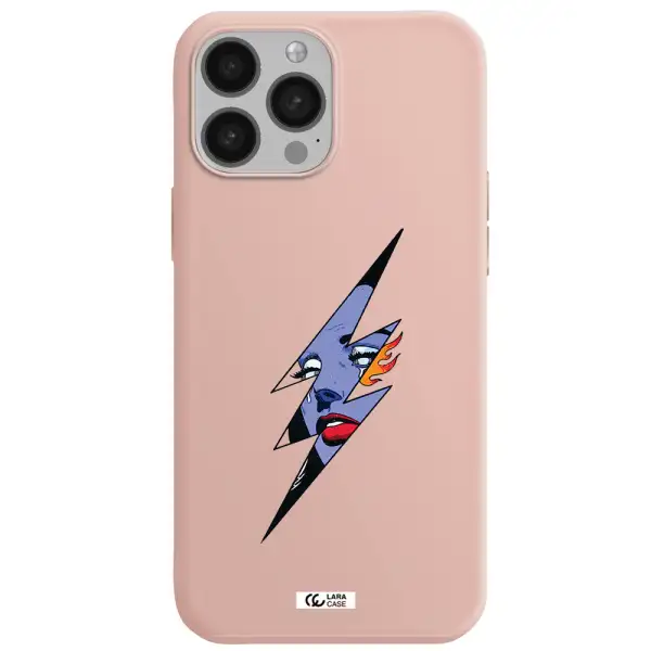 a lightning bolt with a woman's face Apple iPhone 13 Pro Silicone pastel pink Case