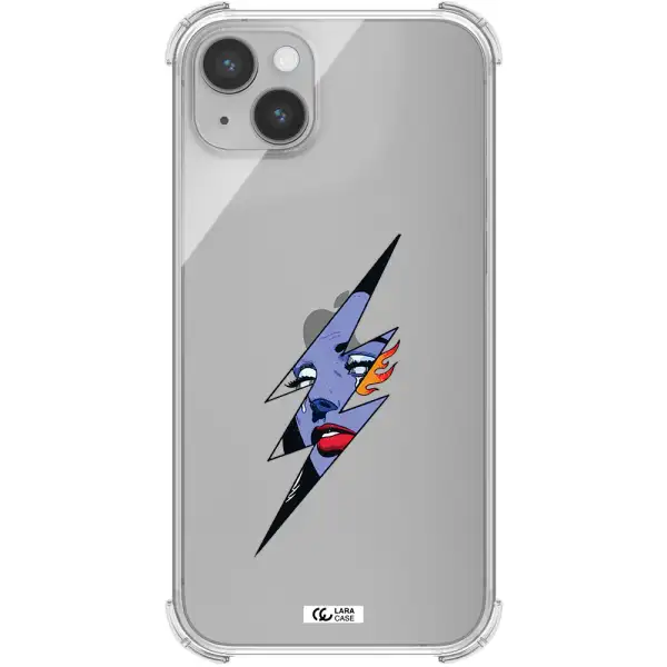 a lightning bolt with a woman's face Apple iPhone 14 Clear PC Case