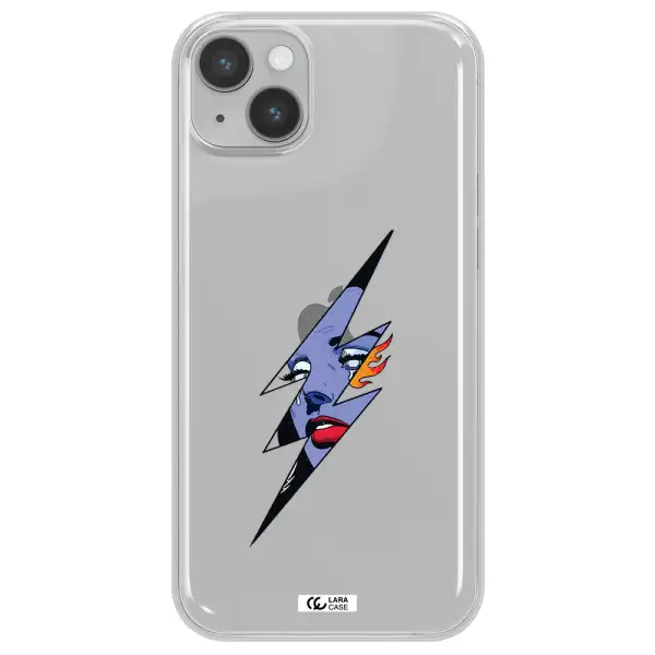 a lightning bolt with a woman's face Apple iPhone 14 Clear TPU Case