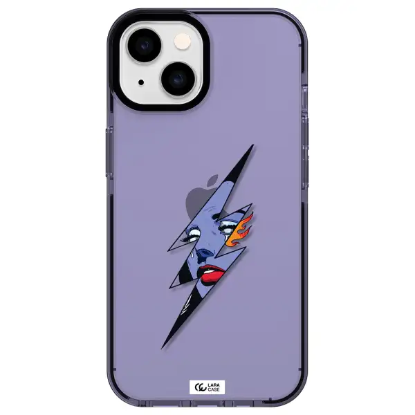 a lightning bolt with a woman's face Apple iPhone 14 impact Lilac Case