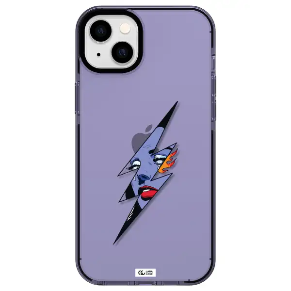 a lightning bolt with a woman's face Apple iPhone 14 plus impact Lilac Case