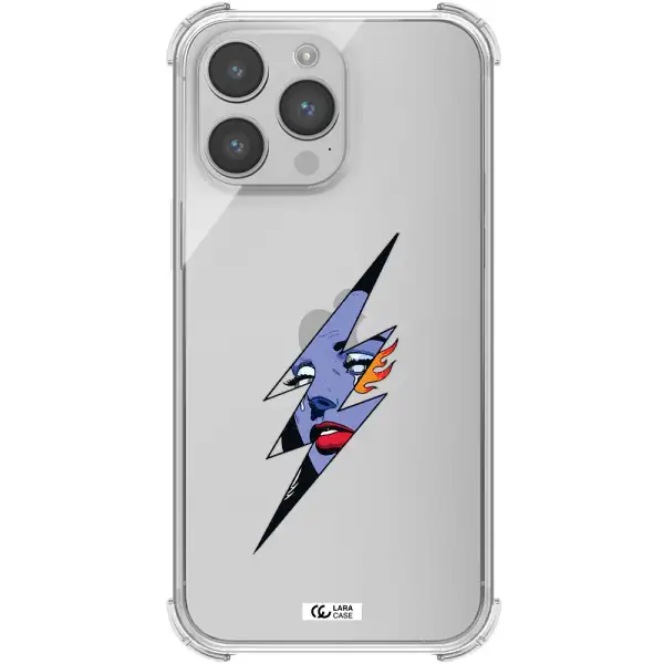 a lightning bolt with a woman's face Apple iPhone 14 pro Clear PC Case