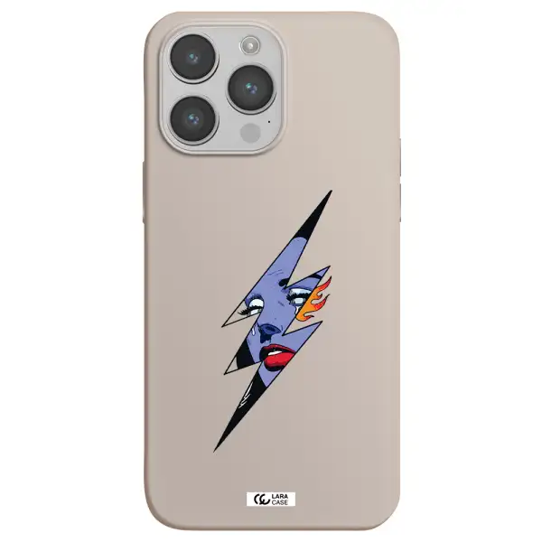a lightning bolt with a woman's face Apple iPhone 14 pro max Silicone Stone Case
