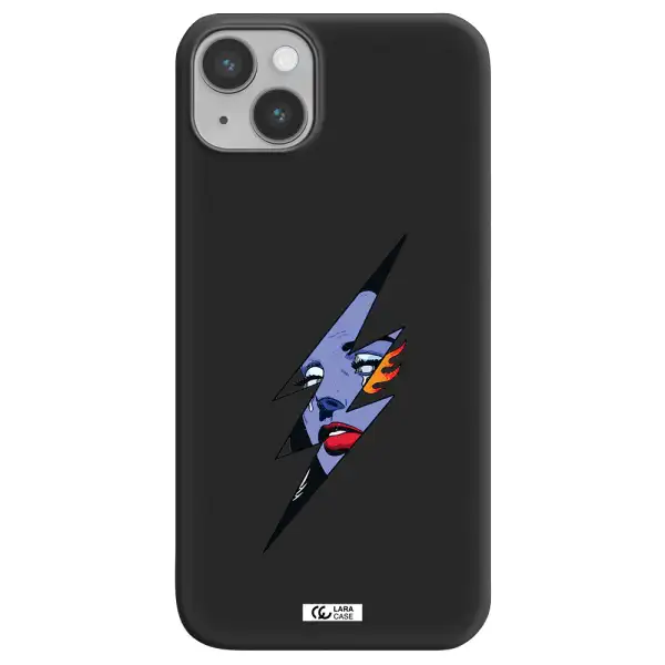 a lightning bolt with a woman's face Apple iPhone 14 Silicone black Case