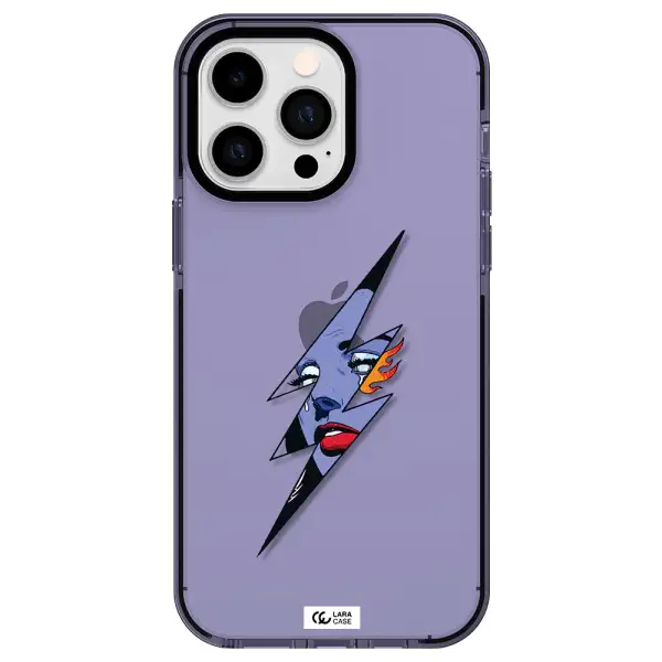 a lightning bolt with a woman's face Apple iPhone 15 Pro impact Lilac Case