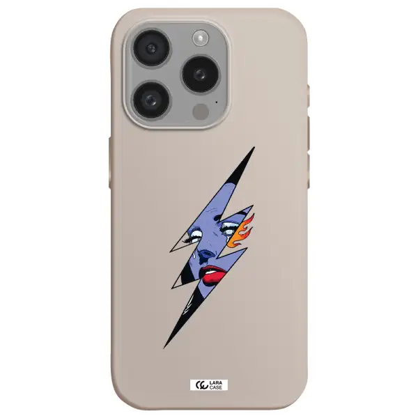 A Lightning Bolt With A Woman's Face Apple Iphone 15 Pro Silicone Stone Case