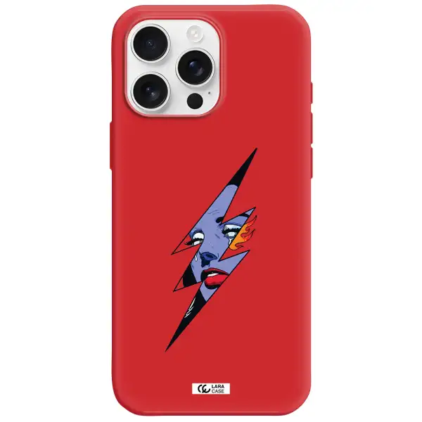 A Lightning Bolt With A Woman's Face Apple Iphone 16 Pro Max Silicone Stone Case