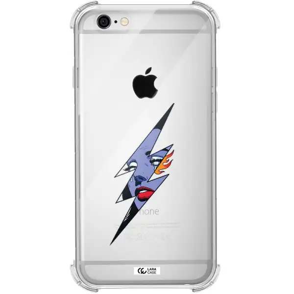 a lightning bolt with a woman's face Apple iPhone 6 Clear PC Case