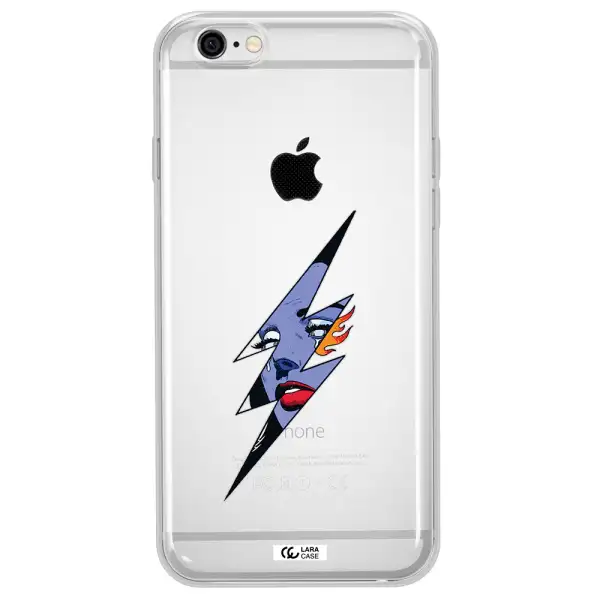 a lightning bolt with a woman's face Apple iPhone 6 Clear TPU Case