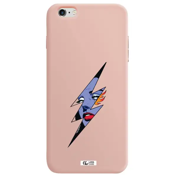 a lightning bolt with a woman's face Apple iPhone 6 plus Silicone pastel pink Case