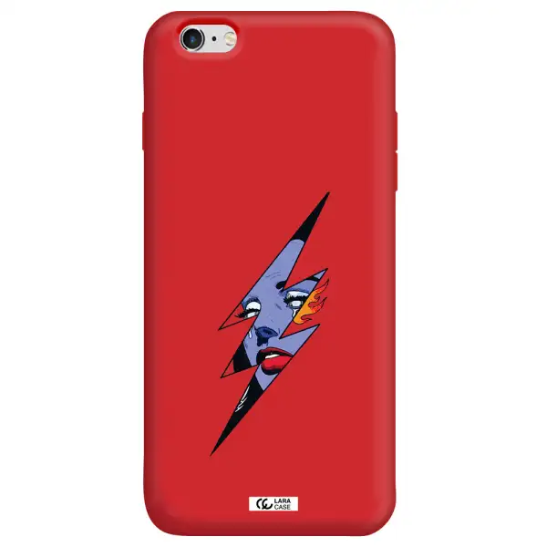 a lightning bolt with a woman's face Apple iPhone 6 s plus Silicone Imperial Red Case