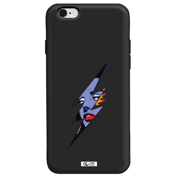 a lightning bolt with a woman's face Apple iPhone 6 Silicone black Case