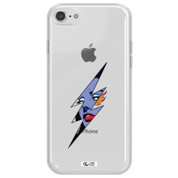 a lightning bolt with a woman's face Apple iPhone 7 Clear TPU Case