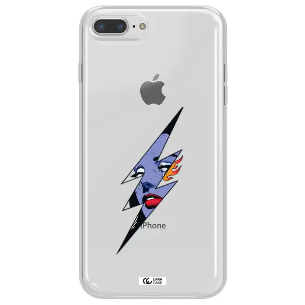 a lightning bolt with a woman's face Apple iPhone 7 plus Clear TPU Case