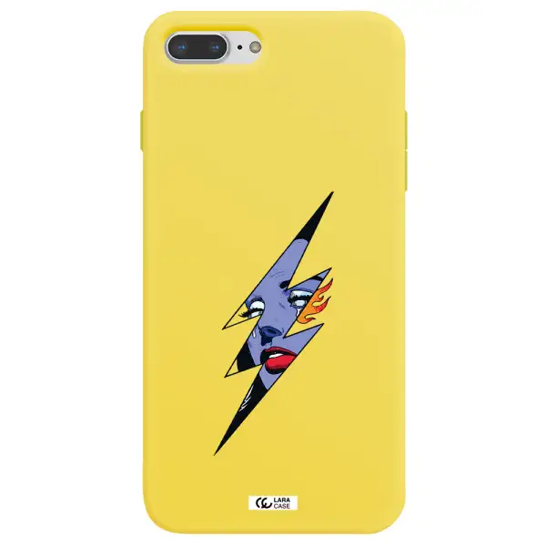 a lightning bolt with a woman's face Apple iPhone 7 plus Silicone canary yellow Case