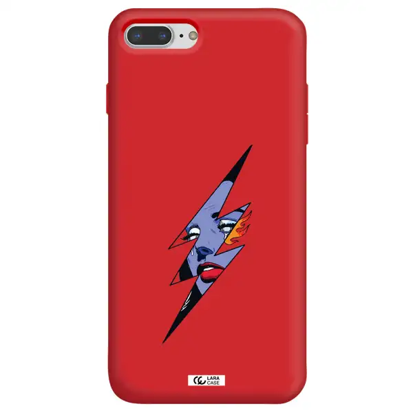 a lightning bolt with a woman's face Apple iPhone 7 plus Silicone Imperial Red Case