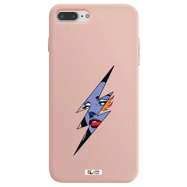 a lightning bolt with a woman's face Apple iPhone 7 plus Silicone pastel pink Case