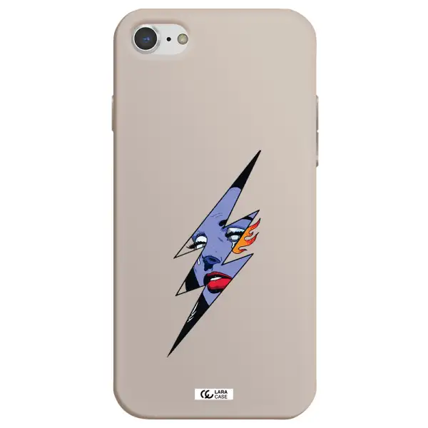 a lightning bolt with a woman's face Apple iPhone 7 Silicone Stone Case