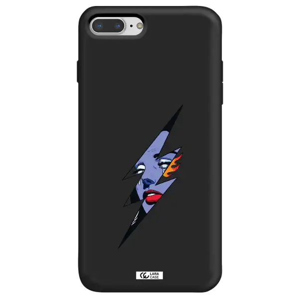 a lightning bolt with a woman's face Apple iPhone 8 plus Silicone black Case