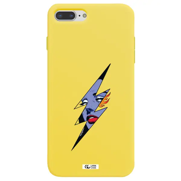 a lightning bolt with a woman's face Apple iPhone 8 plus Silicone canary yellow Case