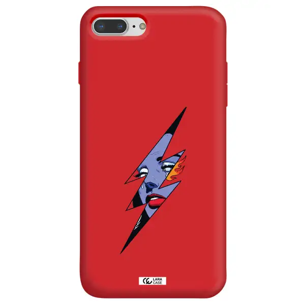 a lightning bolt with a woman's face Apple iPhone 8 plus Silicone Imperial Red Case