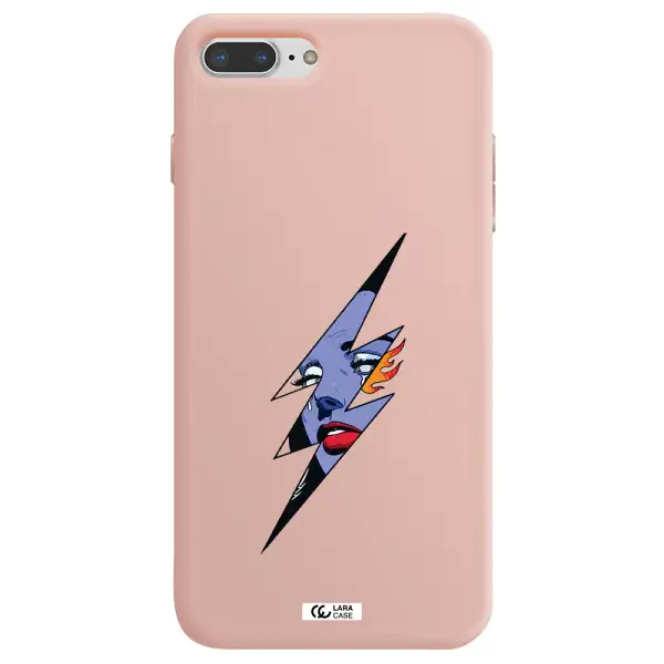 a lightning bolt with a woman's face Apple iPhone 8 plus Silicone pastel pink Case