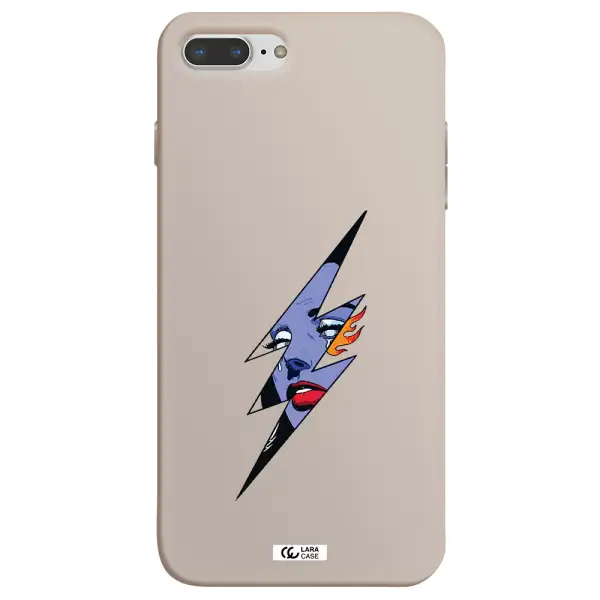a lightning bolt with a woman's face Apple iPhone 8 plus Silicone Stone Case