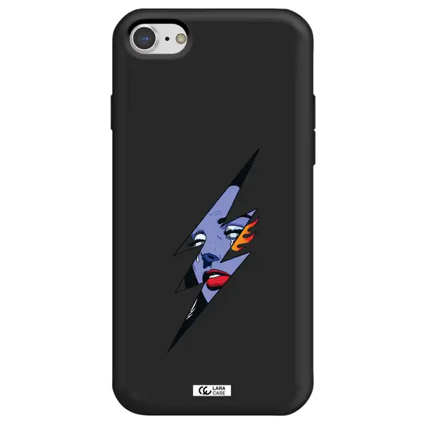 a lightning bolt with a woman's face Apple iPhone 8 Silicone black Case