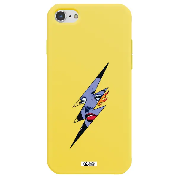 a lightning bolt with a woman's face Apple iPhone 8 Silicone canary yellow Case