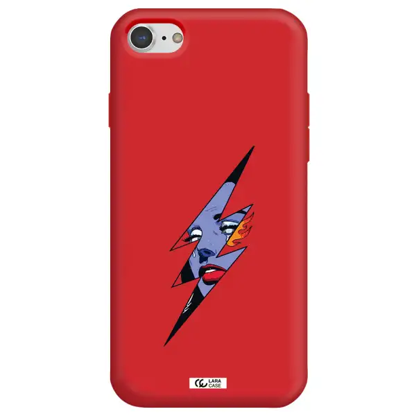 a lightning bolt with a woman's face Apple iPhone 8 Silicone Imperial Red Case