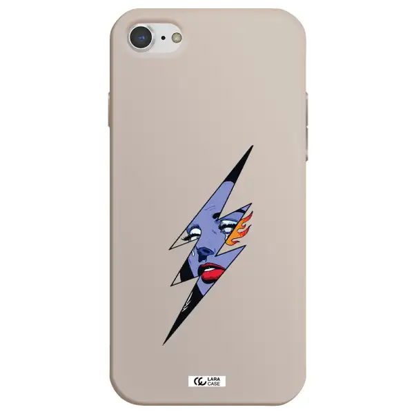 a lightning bolt with a woman's face Apple iPhone 8 Silicone Stone Case