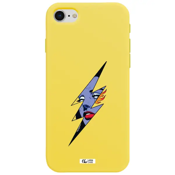 a lightning bolt with a woman's face Apple iPhone se 2020 Silicone canary yellow Case