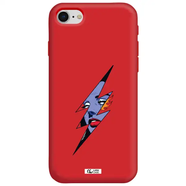 a lightning bolt with a woman's face Apple iPhone se 2020 Silicone Imperial Red Case