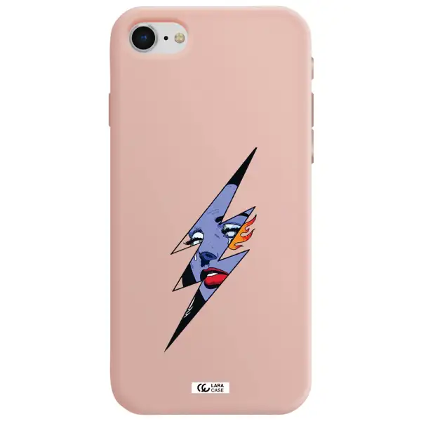 a lightning bolt with a woman's face Apple iPhone se 2020 Silicone pastel pink Case