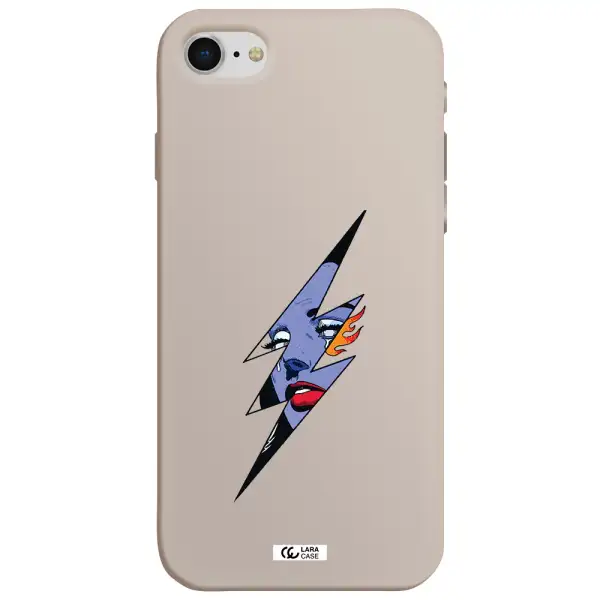 a lightning bolt with a woman's face Apple iPhone se 2020 Silicone Stone Case