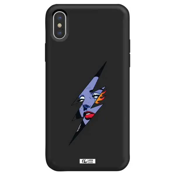 a lightning bolt with a woman's face Apple iPhone X Silicone black Case