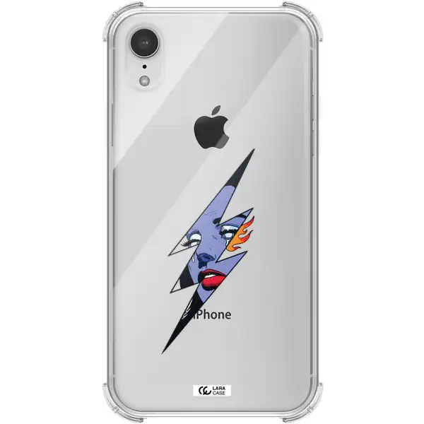a lightning bolt with a woman's face Apple iPhone XR Clear PC Case