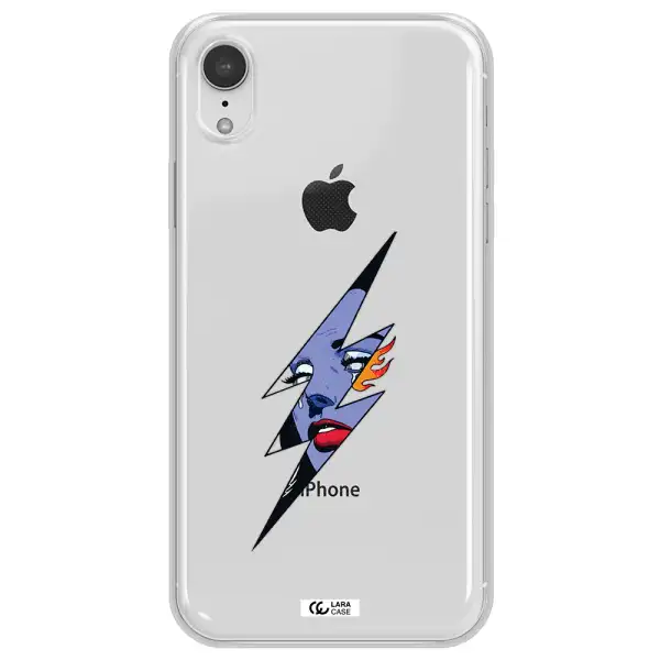 a lightning bolt with a woman's face Apple iPhone XR Clear TPU Case