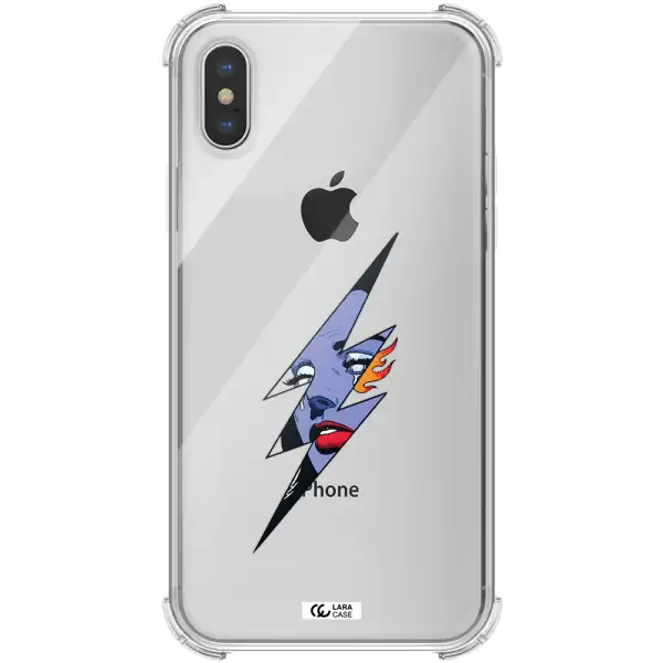 a lightning bolt with a woman's face Apple iPhone XS Clear PC Case
