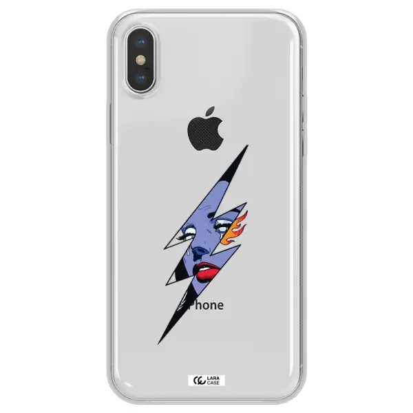 a lightning bolt with a woman's face Apple iPhone XS max Clear TPU Case