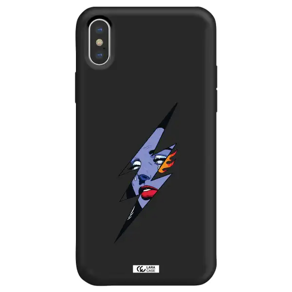 a lightning bolt with a woman's face Apple iPhone XS Silicone black Case