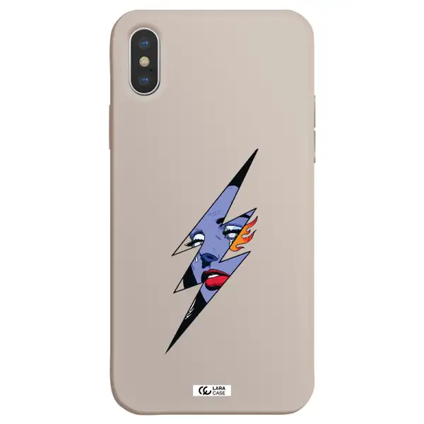 a lightning bolt with a woman's face Apple iPhone XS Silicone Stone Case
