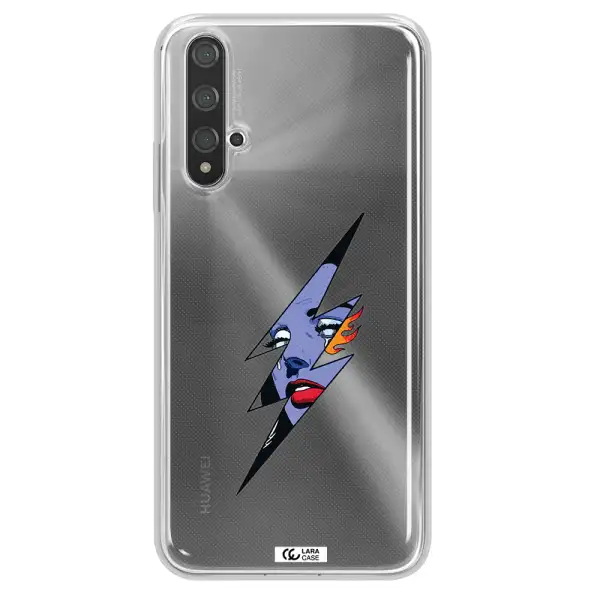 a lightning bolt with a woman's face Huawei Nova 5t Clear TPU Case