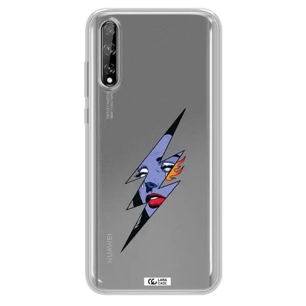a lightning bolt with a woman's face Huawei P Smart S Clear TPU Case