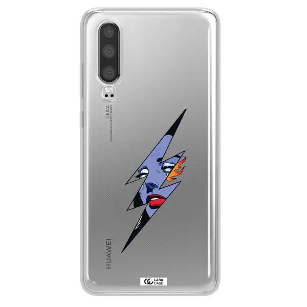 a lightning bolt with a woman's face Huawei P30 Clear TPU Case