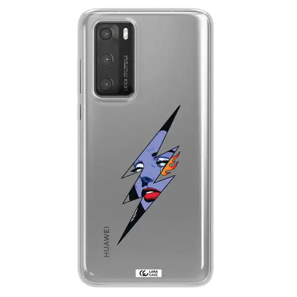 a lightning bolt with a woman's face Huawei P40 Clear TPU Case